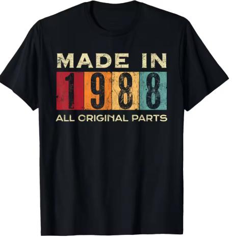1988 Classic Men s T-shirt - Loose and Casual, Suitable for Both Men and Women - Short Sleeve T-shirt S