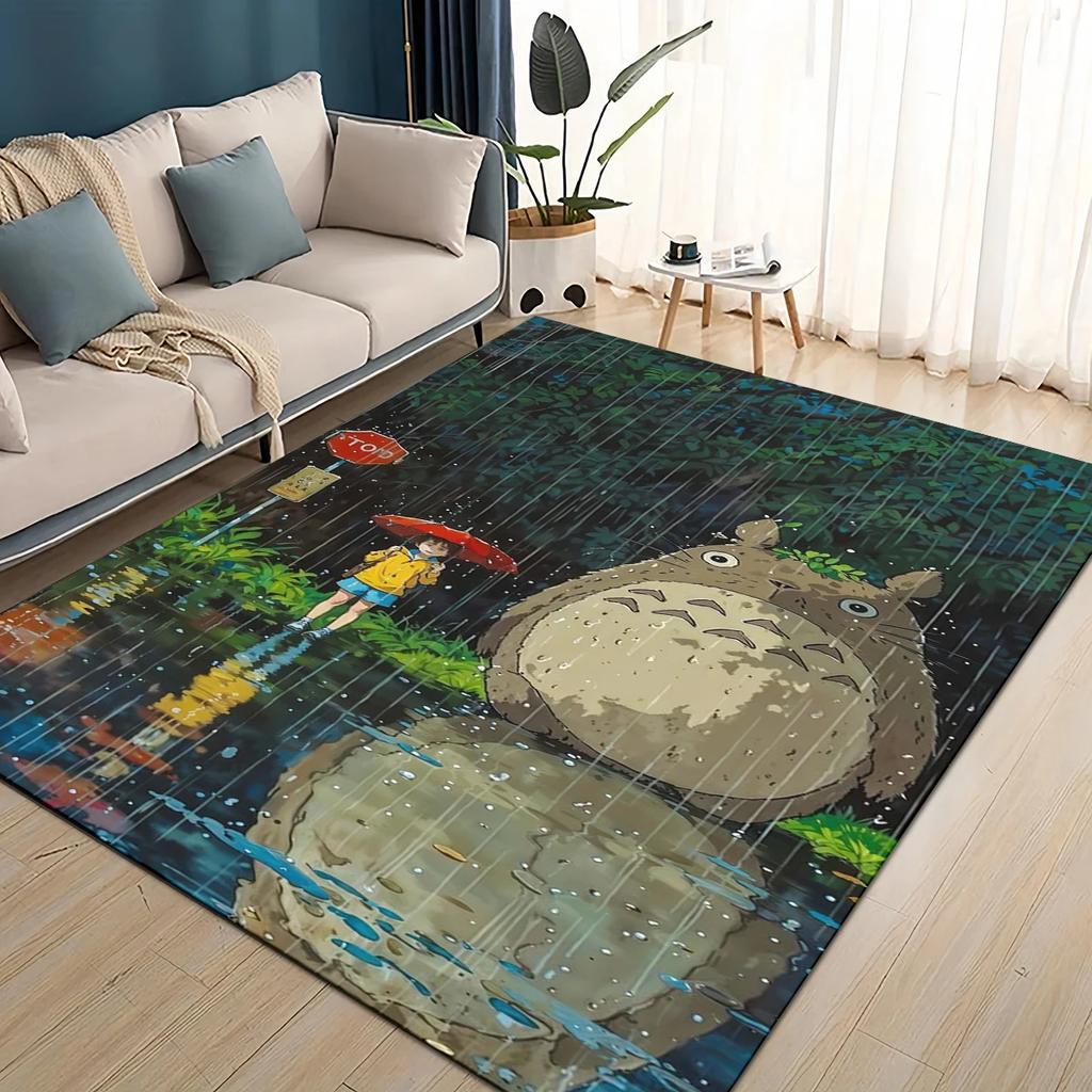 3D T-Totoros Cartoon Area Rug,Carpet Rug for Living Room Children's Bedroom Sofa Doormat Decor,kids Play Non-slip Floor Mat