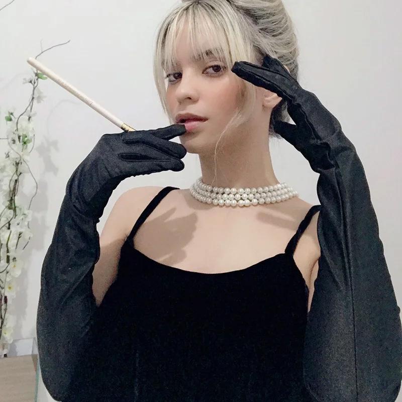 1 pár Rukavice Kostým Večerní Ochrana před sluncem Vysoce elastický Spandex Svatba 53cm Cosplay