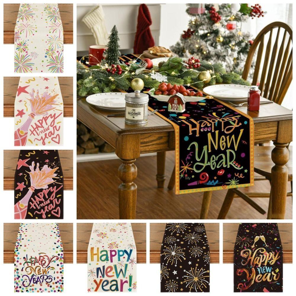 New Chinese New Year Table Runner Wine Glass New Year New Year Tablecloth New Year Table Flag Cover Home Decor