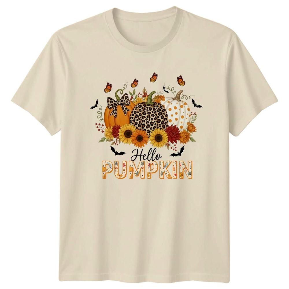 Hello Pumpkin Unisexs TShirt Leopard Print Autumn Fall Season