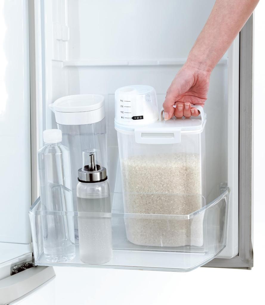 Airtight Rice Refrigerator Maintains 2kg Tightly Vertical and Horizontal Storage Container, Storage, Freshness, Capacity, White, Sealed, (Gasket