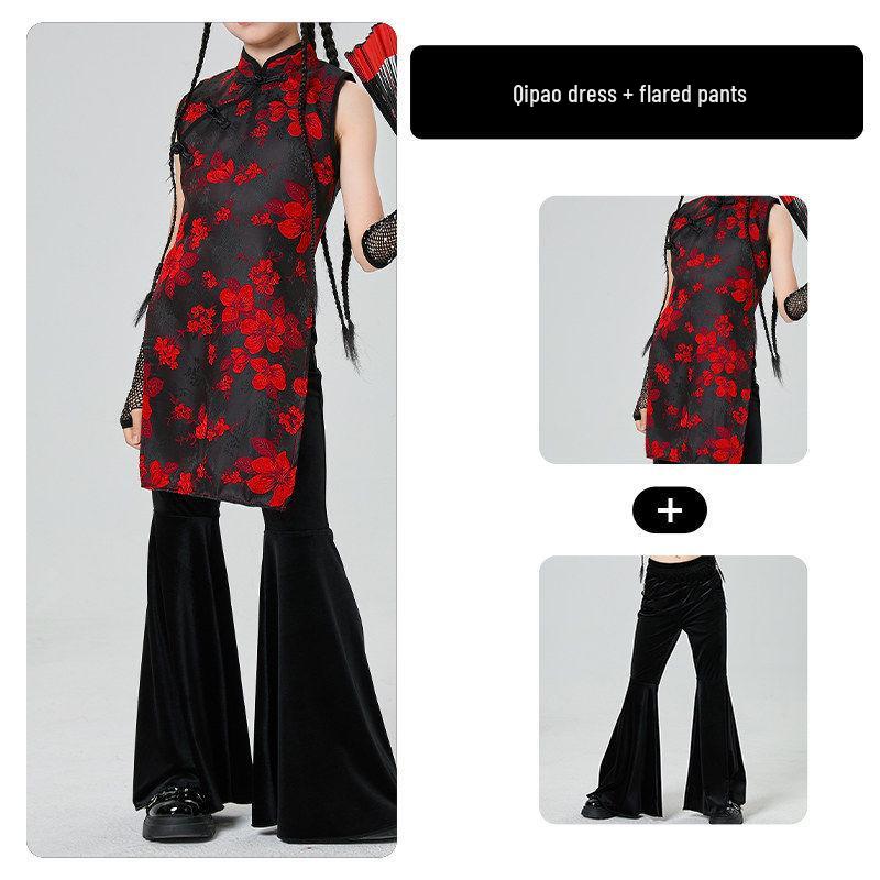 Chinese Style Jazz Dance Costumes for Girls – Trendy Performance Set for Model Runway Shows