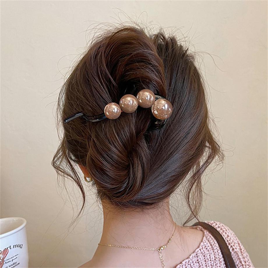 Elegant Pearls Twist Hair Clips Grab For Women Hairpin Barrettes Sweet Hair Ornament Headband Ponytail Hair Accessories