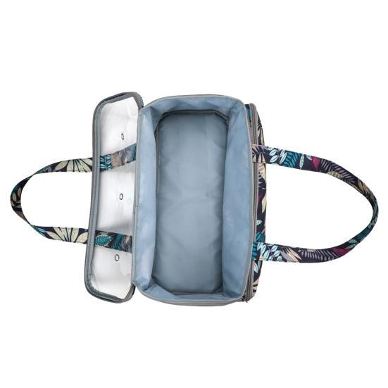 Portable Leaf Flower Print Woolen Yarn Storage Tote Bag Crochet Organizer Holder