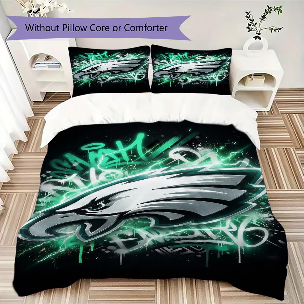 Philadelphia Eagles Pattern Bedding Uilt Set Uilt Cover Pillowcase Home Decoration Birthday Gift (1*duvet Cover + 2*pillowcase Without Core)