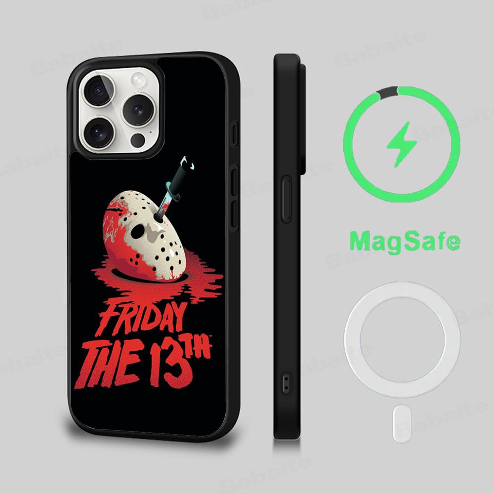 

Чохол для телефону J-Jason V-Voorhees Magesafe Магнітний Бездротова Зарядка Чохол Для iPhone 16 11 12 13 14 15 Pro Max Plus Mini iPhone 16