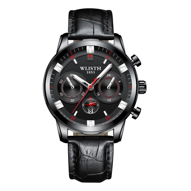 Top Brand Fashion Men's Watch Fake Three Eyes Quartz Steel Band Waterproof Student Men's Watch