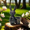 Easter Bunny Figurine Resin Cartoon Rabbit Statue Animal Sculpture Home Office Indoor Outdoor Garden Decoration Ornament