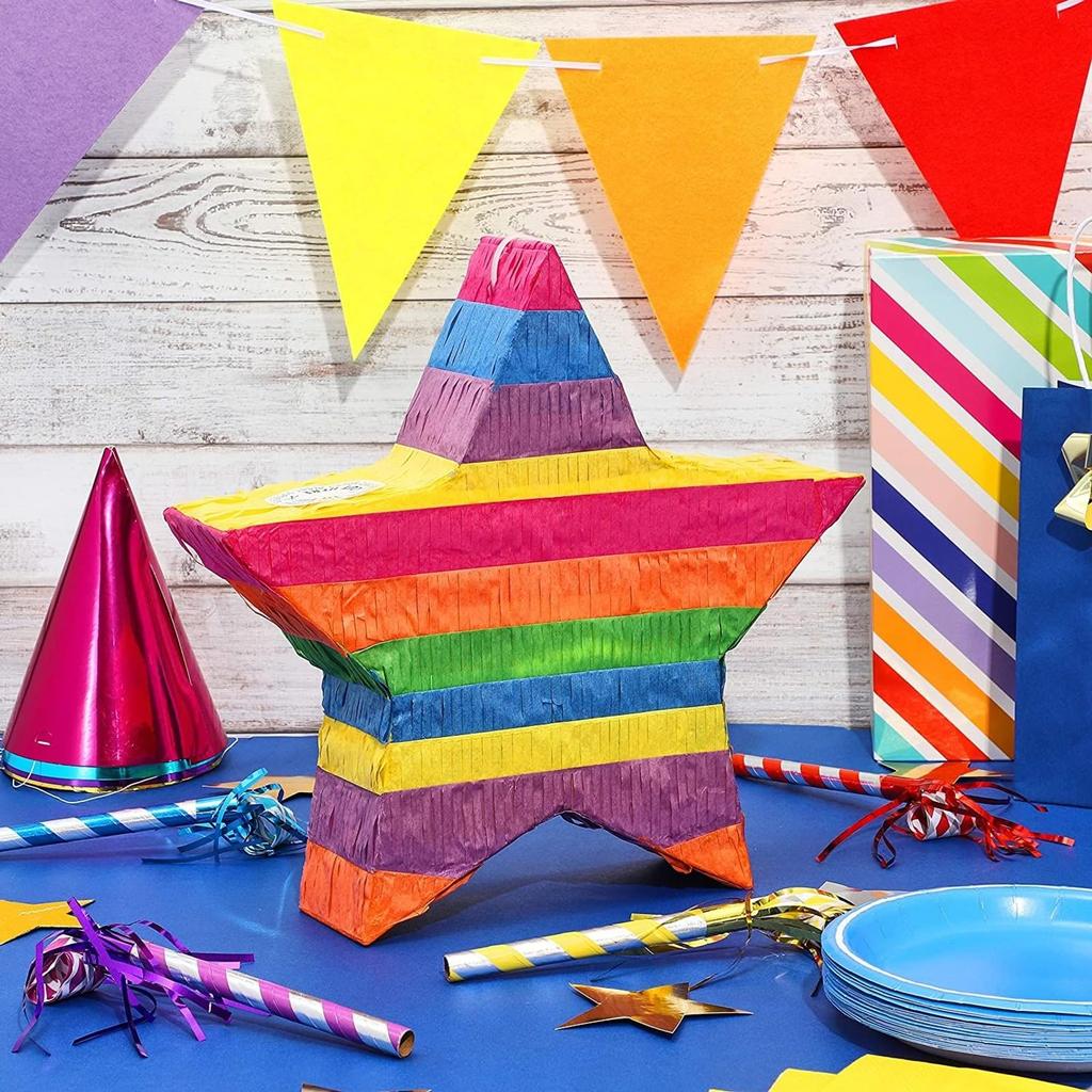 BLUE PANDA Small Rainbow Star Pinata for Cinco De Mayo Kids Birthday Party (12")