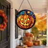 Stained Glass Style Wall Art Halloween Suncatcher Ornament, Vintage Hanging Window Decor with Pumpkin Ghost Bat Witch Festival Atmosphere Gifts