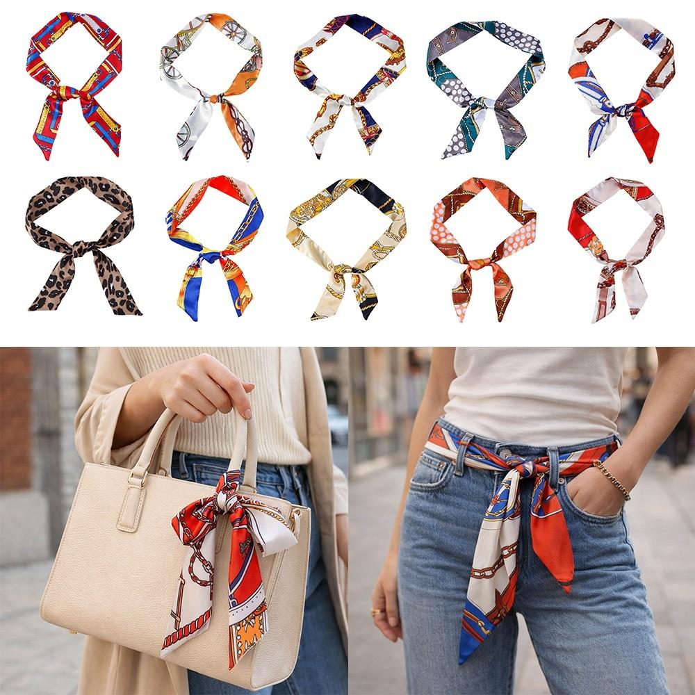 Long Slender Scarf Double-Sided Streamer Handbag Handle Ribbon Hair Band Neckwear/Wrist/Waistband
