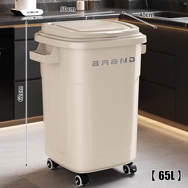 Large Mobile Industrial-Style Kitchen Trash Can with Wheels for Indoor/Outdoor Use