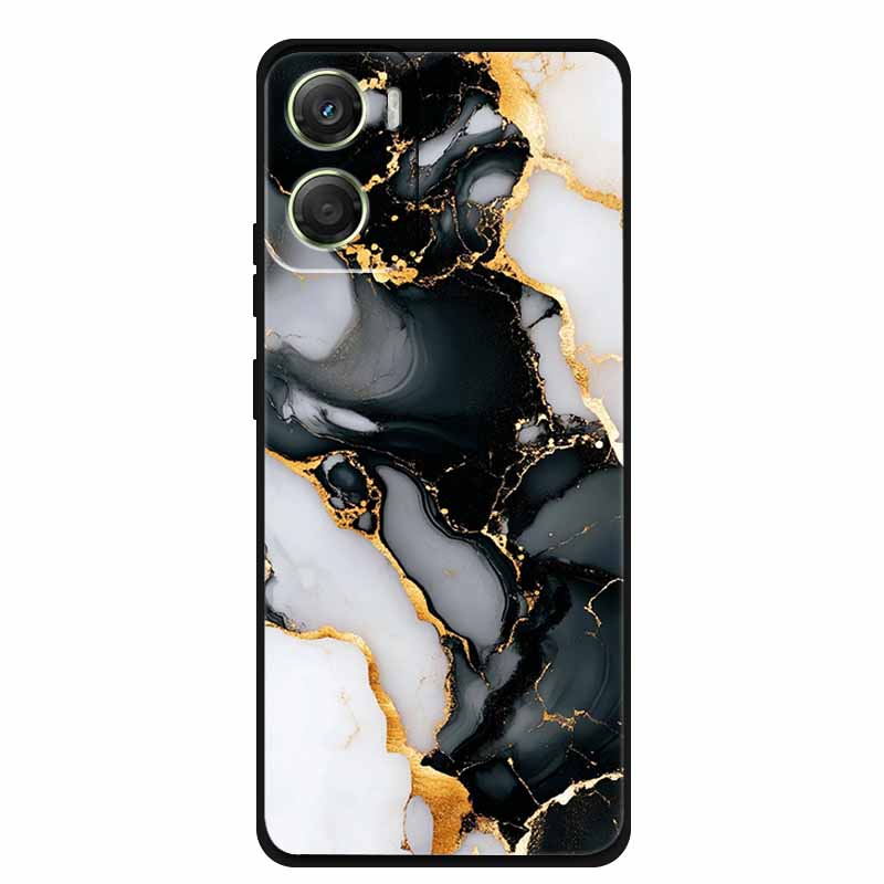 Flowers Case For Motorola Moto G06 G 06 4G Soft Silicone Phone Cover Funda Black TPU Protective Bumper Back Fashion Coque Shell