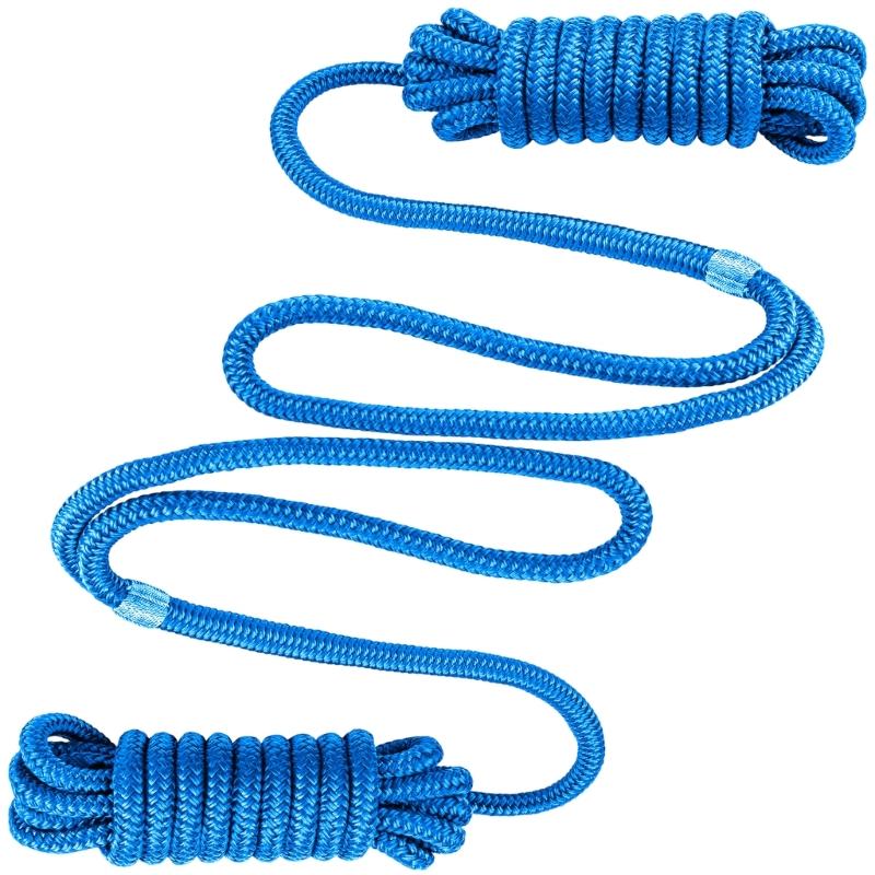 Pack Of 2 Marine Mooring Ropes 3/8 Inch Diameter 15 Inch Prespliced Rings Heavy Duty Nylon Dock Line For Boats With Maximumly Tensile Strength 12000LB