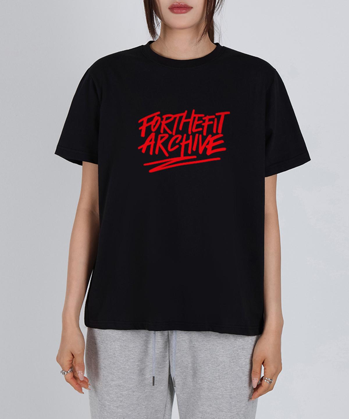 Poder Fit [Special Feature] Printed Crop Short Sleeve T-Shirt W Tag Typo_Black Black/Free (Ft57)