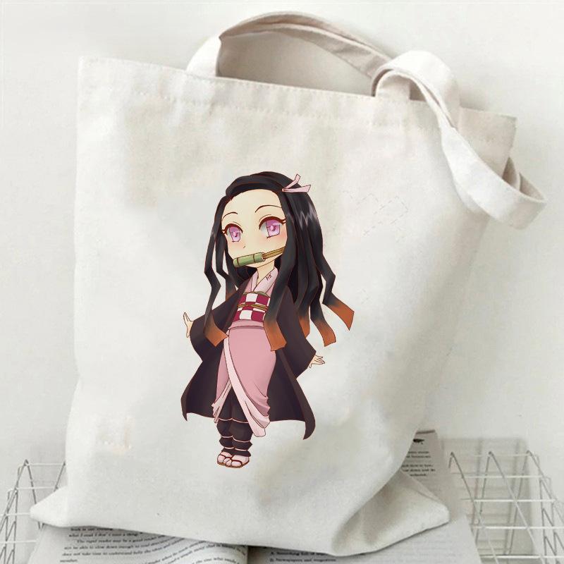 Japan cartoon comics Nezuko Kamado Demon Slayer Print Canvas Bag Stylish Women's Handbag Large Capacity Casual Shoulder Bag 7561 KTB
