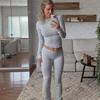 2024 Chic Retro Hong Kong-Style Women's Two-Piece Solid Color Autumn Set