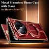 Eary Metal Frameless Phone Case for Huawei Mate XT with 360 Rotate Stand Magnetic Ultra-Thin Protective Cover Shockproof Shells