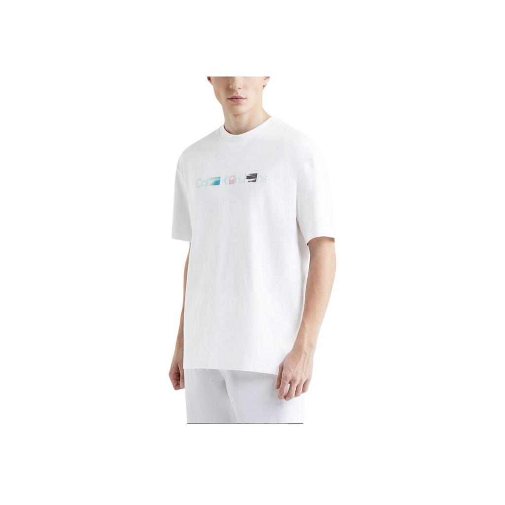 Calvin Klein Round Neck Printed Short Sleeve T-Shirt Men Tops White J30J325195-YAF