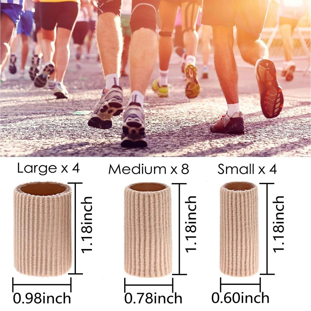 Cybersnc 16 Pieces Toe Tubes 1.18 Inches Cushion Tube Corn Pads for Toes Sleeves Soft Gel Protectors for Cushions Corns Blisters Calluses 3 Size (La