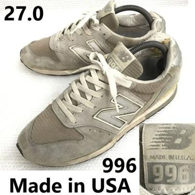 996 Vintage Sneakers USA Made Size 27.0 Gray Trainers(USED)