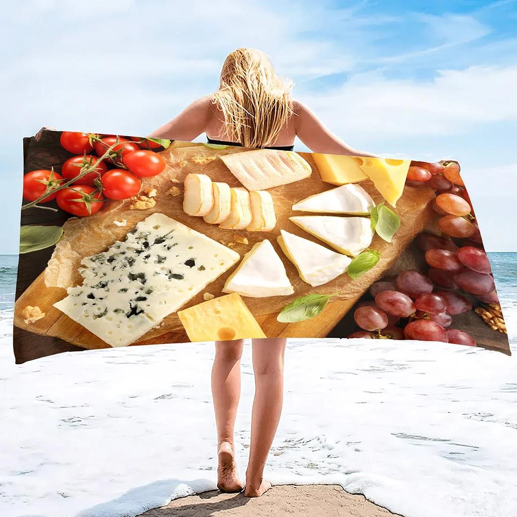 Pizza Print Beach Towel Hamburger Extra Large Pool Towel Adults Soft Cute Cartoon Food Patterns Absorbent Fluffy Beach Towels