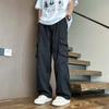 Multi-pocket Overalls Men's Summer Hong Kong Style Ins Loose Straight Trousers Trendy Elastic Waist Casual Pants