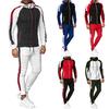 Mens  Gradient Zipper Print Sweatshirt Top Pants Sets Sport Suit Tracksuit