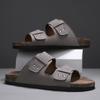 2025 Summer New Cork Birkenstock Breathable Open-toed Cool Slippers Flat-bottomed Lazy Foot Cover Home Two Wear Men's Shoes