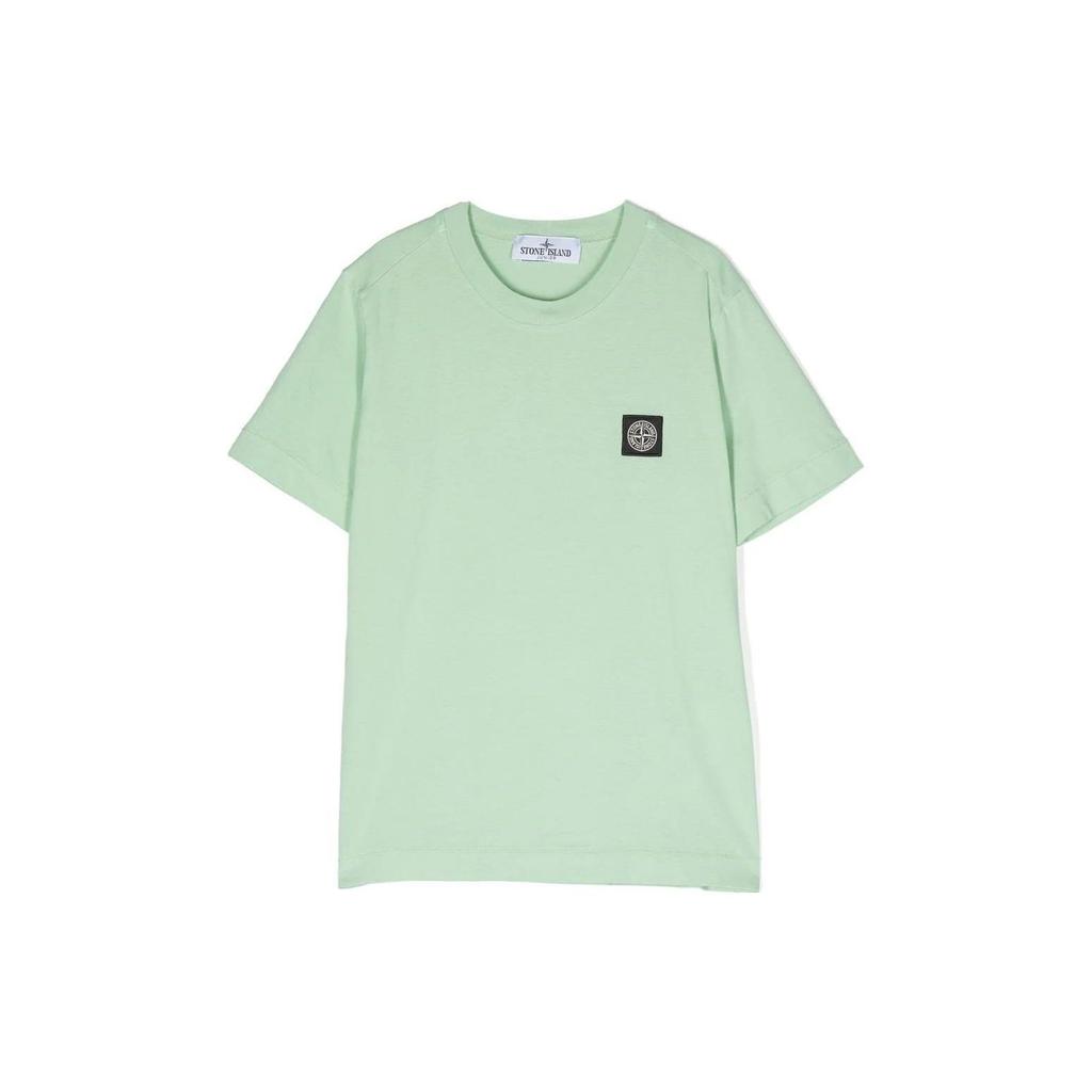 STONE ISLAND T-Shirt Kids FW23 Pattern Print Crew Neck Short Sleeve Light Green Kids Tops 781620147-V0052