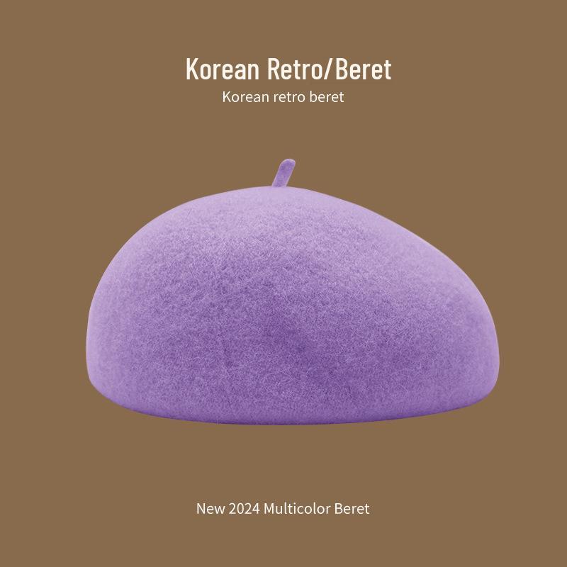 Korean Style Women's Wool Knit Beret – Warm Retro Octagonal Hat