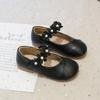 2024 New Simple Flowers Kids Shoes Non-slip Pearls Round-toe Hook & Loop Korean PU Platform Children Casual Shoes Free Shipping