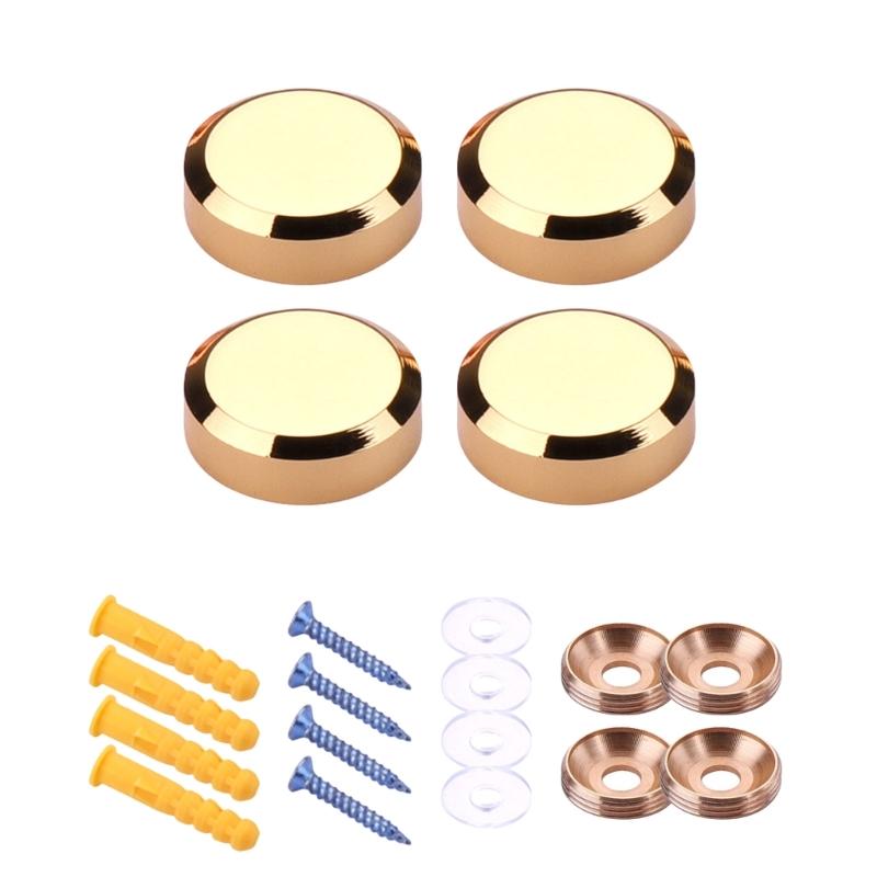 4Pieces Practical Sturdy Brass Gold Mirror Mounting Screws Easy Installation for Interior Designers and Enthusiasts