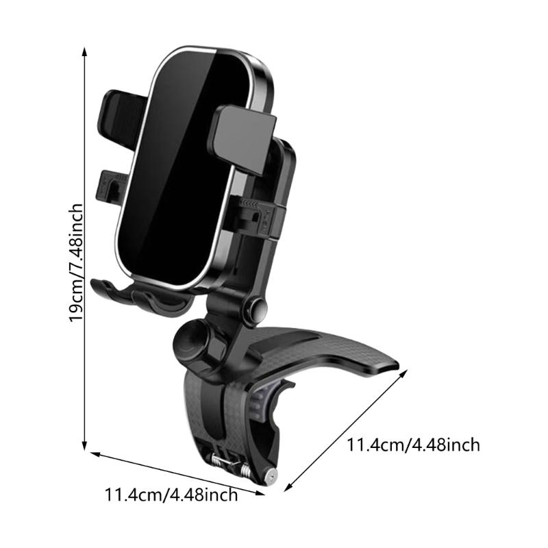 Car Clip Type Dashboard Mounted Phone Holder Shockproof Cellphone Holder Mount Automotive 360 Degree Rotating Stand