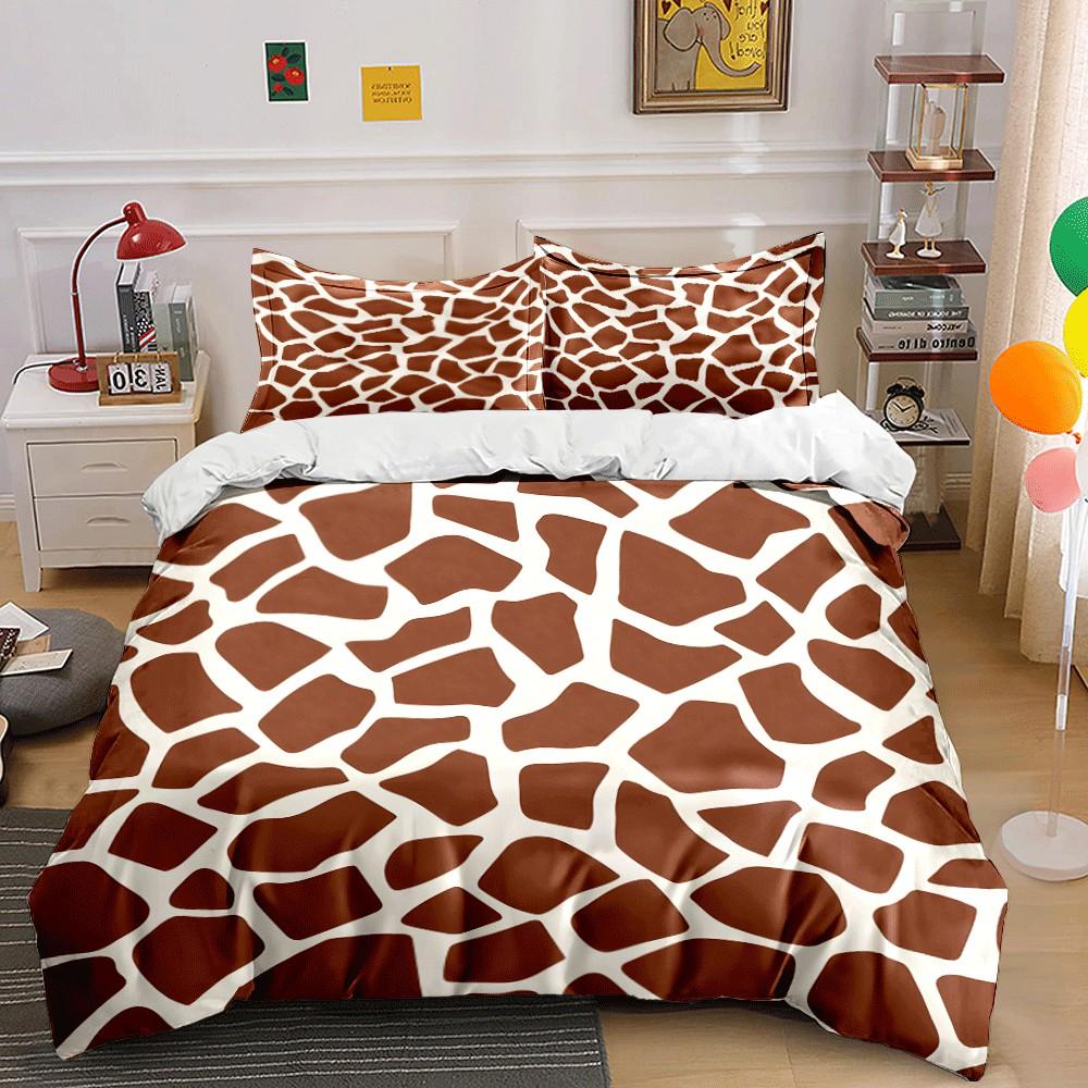Giraffe Pattern Three-Piece Set Exquisite Three-piece Bedding Set Gift for Kids and Adults