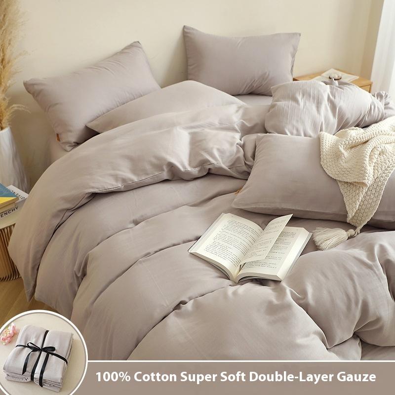 Pure Cotton Bedding Set Four-piece Skin-friendly, Breathable and Comfortable Washed Sheets Quilt Covers Pillowcases