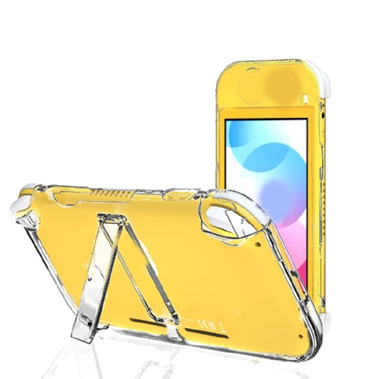 Clear PC Case Shockproof Protective Cover Transparent Protector with Convenient Build In Stand for Switch Lite