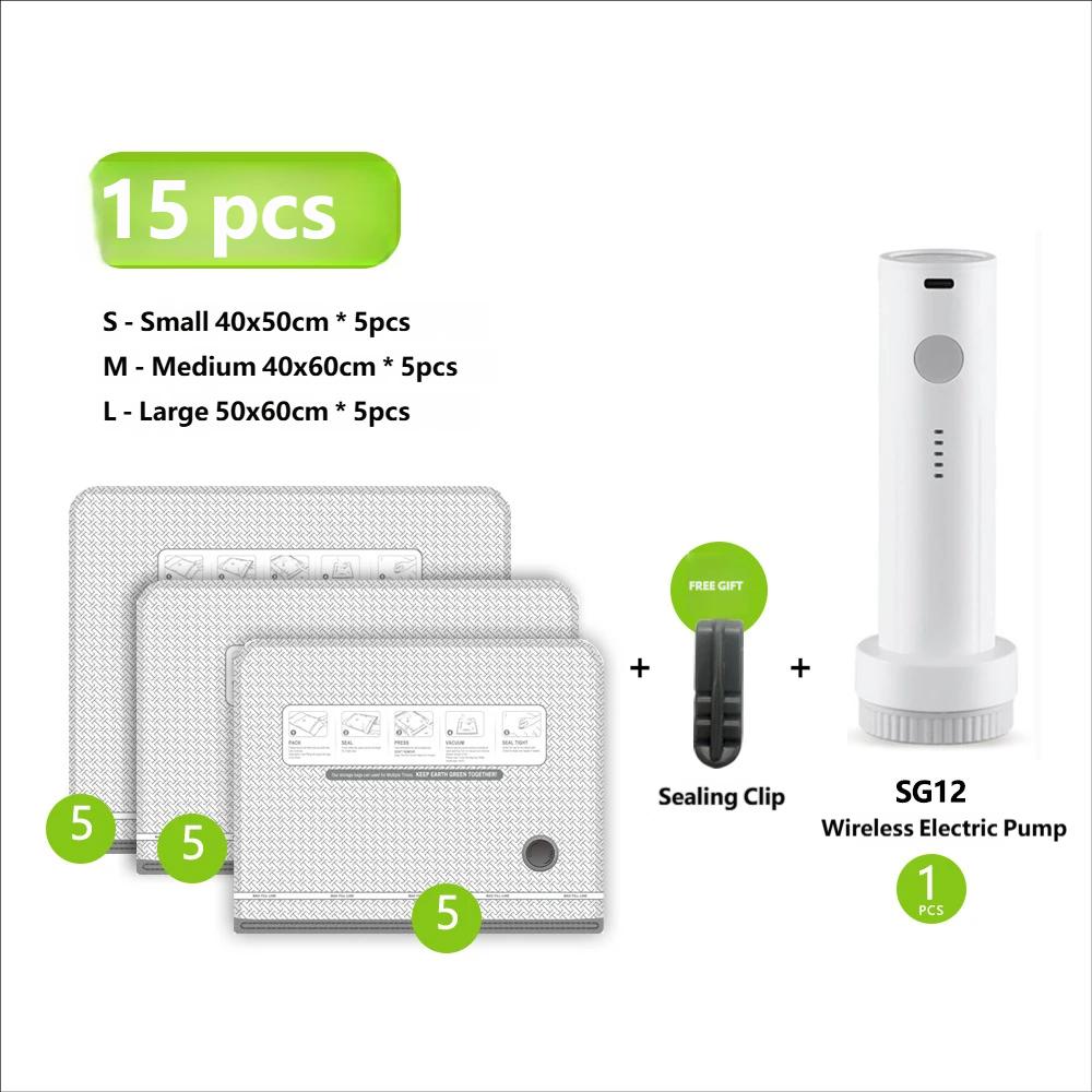 Vacuum Storage Bags with Electric Pump Valve Space Saver Compression Sealed Organizer for Clothes Wardrobe Travel Luggage Reusable Large Capacity