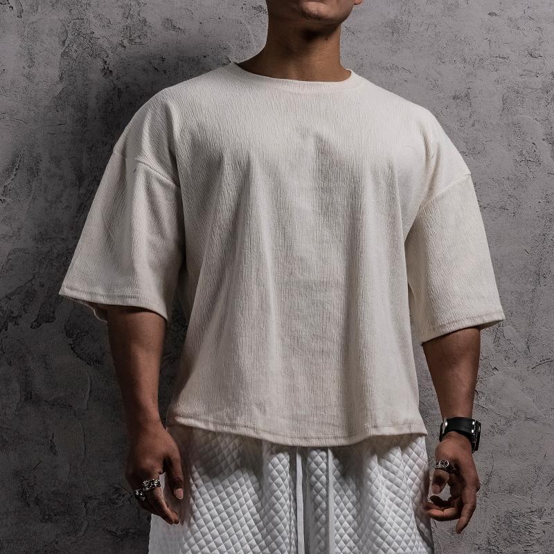 Men Oversize Loose Summer Fitness Short Sleeve T-shirt Sports Casual Tops