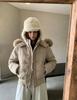 New fur collar hooded short thickened cotton clothes women's winter small warm jacket