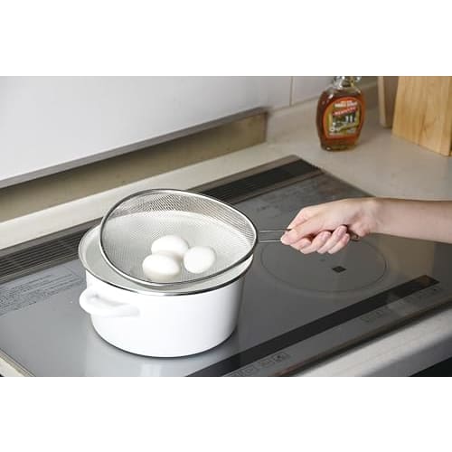 PEARL METAL Stainless Steel Scooping Strainer with Handle, Basis Line, HC-414