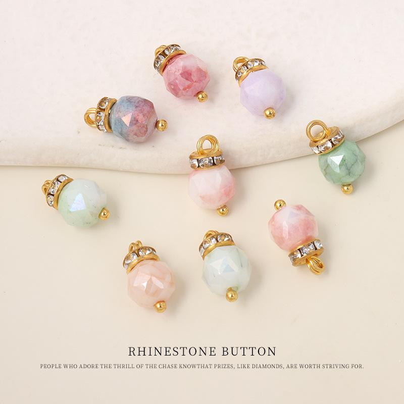 5pcs Imitation Crystal Cut Color Diamond-Encrusted Small Buttons Hanfu Cheongsam Buttons Women'S Shirt Cardigan Sweater Decorative Buttons