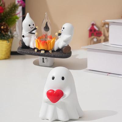 2025 Halloween Ghost Resin Lamp Figurine - Cute Tabletop Decoration