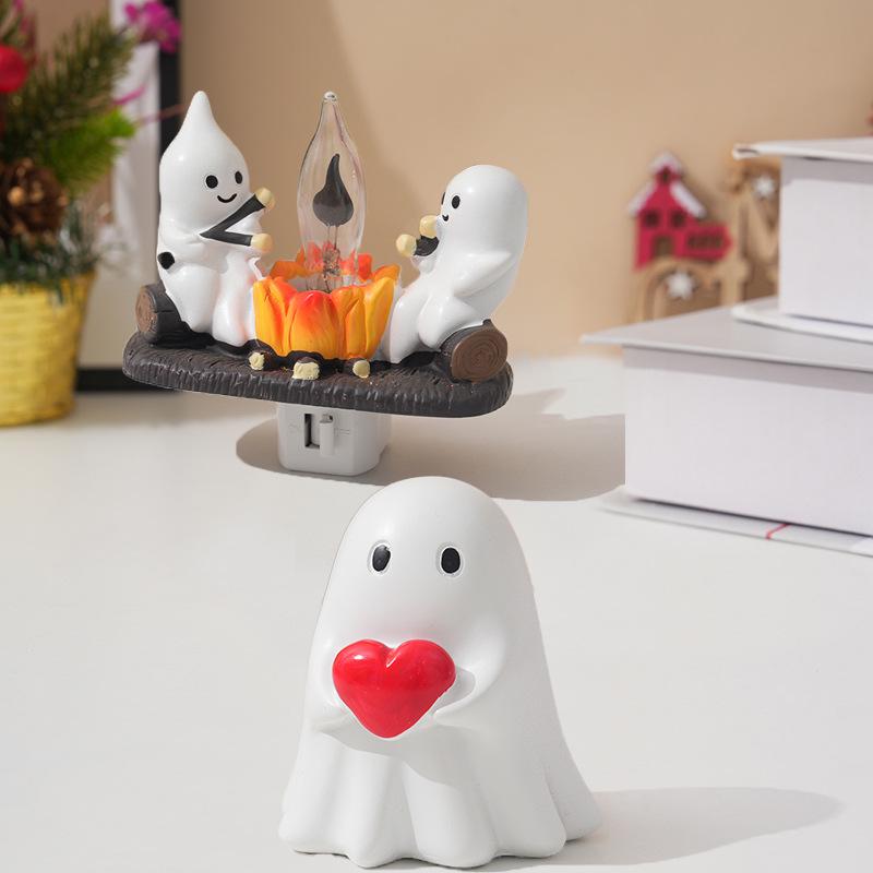 2025 Halloween Ghost Resin Lamp Figurine - Cute Tabletop Decoration