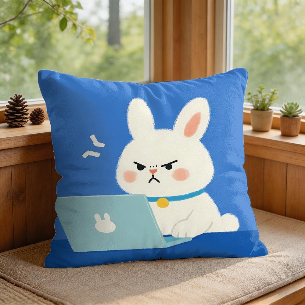 Hard Work Animal Cute Cushion Cover Silky Short Plush Invisible Zipper Dustproof Sofa Pillow Case For Home Decor