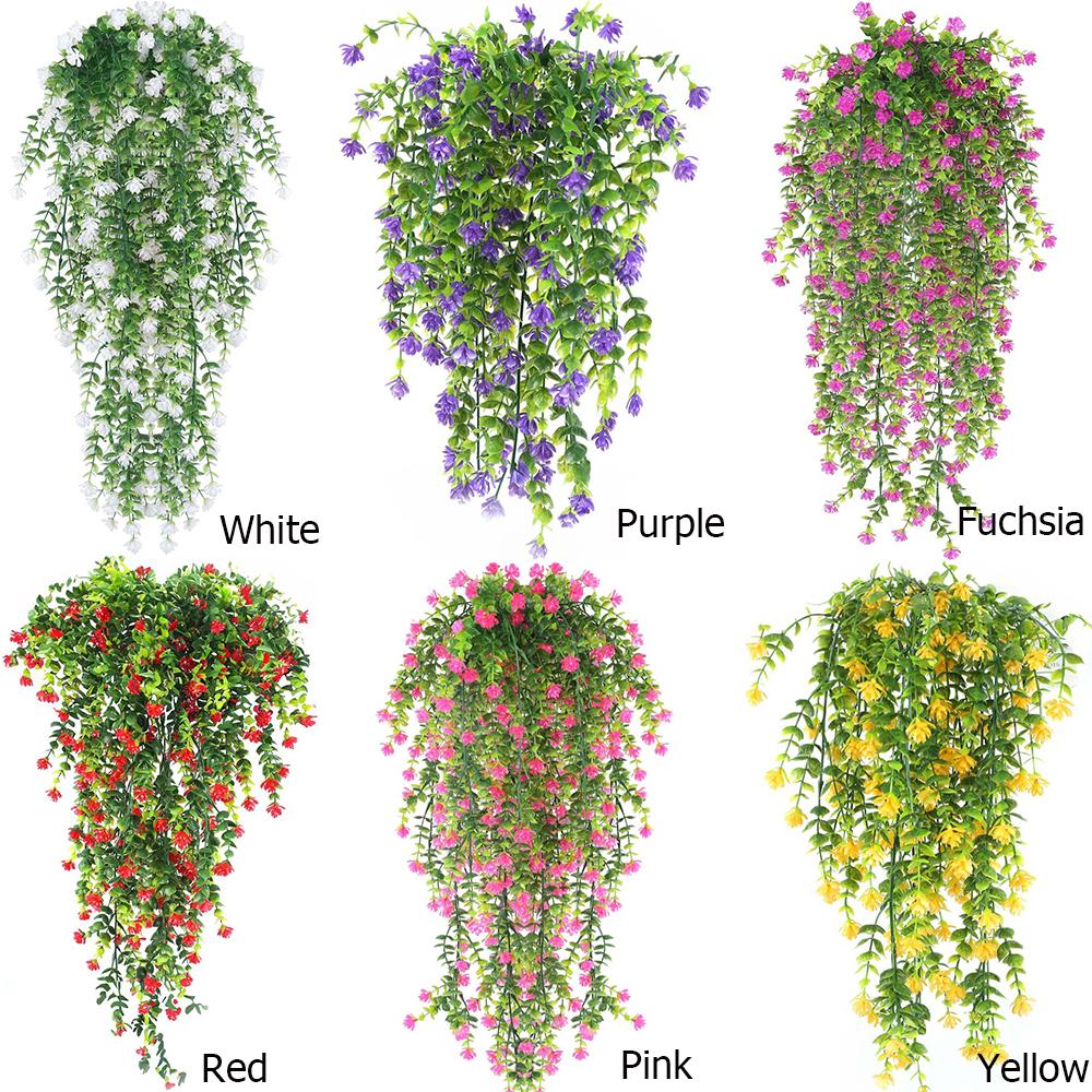 2Pcs Artificial Hanging Flowers,UV-Resistant Fake Hanging Plants Flower Bouquet Hanging Vine Plants Drooping Plants