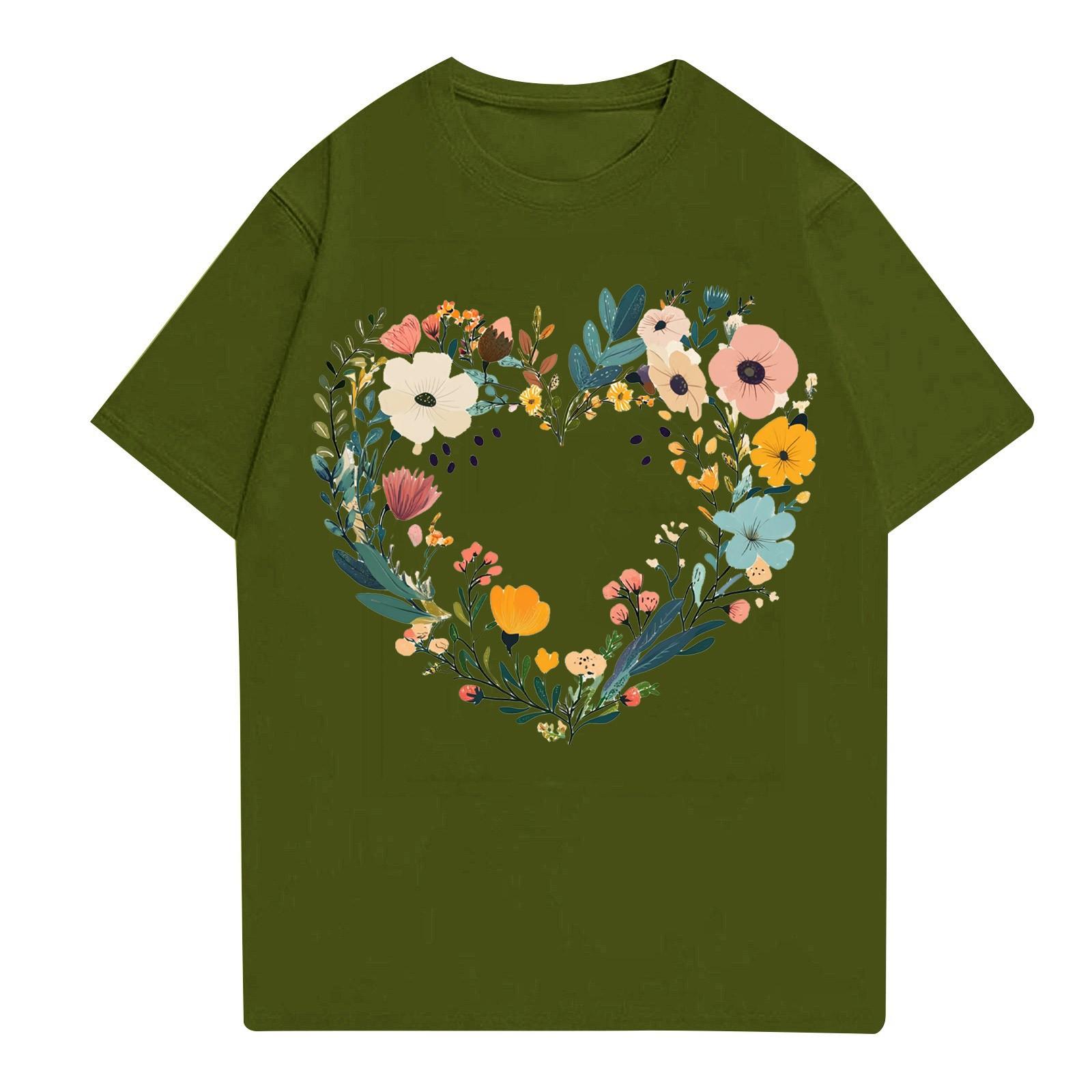 

Женская мода повседневная футболка с круглым вырезом и короткими рукавами, топ, футболка, топ L армия зеленый