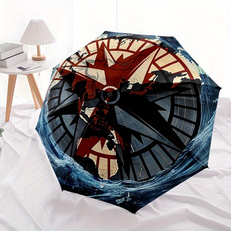 Compass Globe Map: Nautical Design for Adventure LoversUmbrella, Portable 3-Fold Compact Umbrella,Christmas Gift ES577