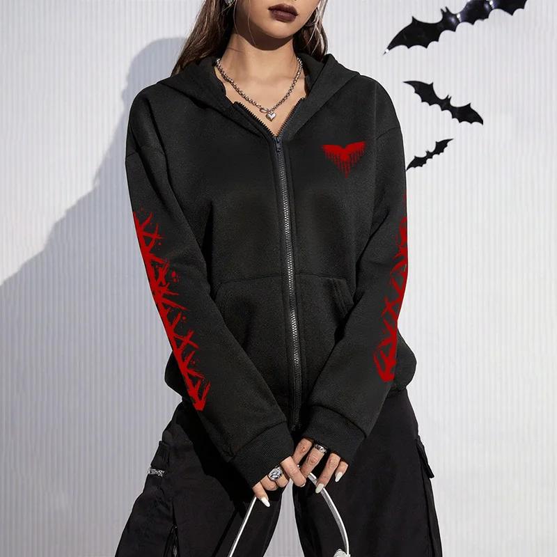 2026 New Arrival Women's Zipper Hoodie Ancient Viking Raven Print Sweatshirt Autumn Winter Casual Fashion Warm Hooded Coats
